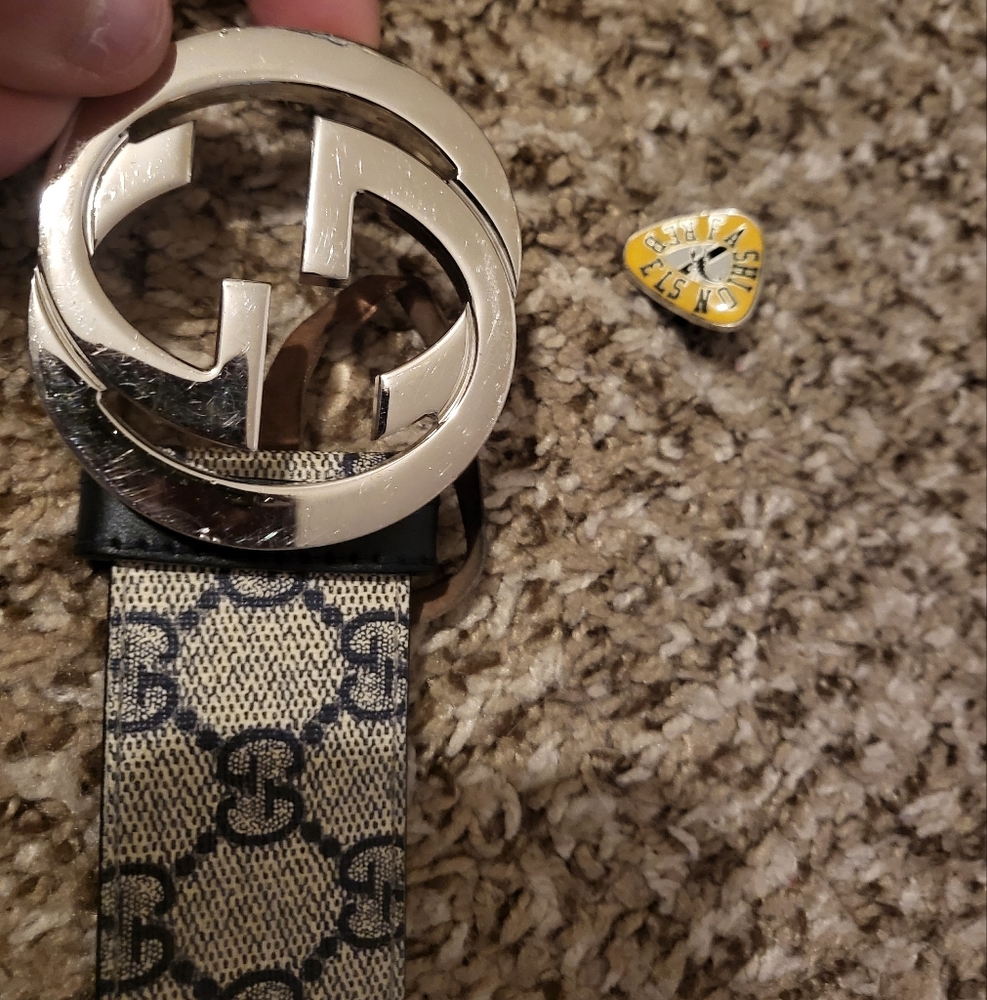 Mens Gucci Navy Monogram Belt